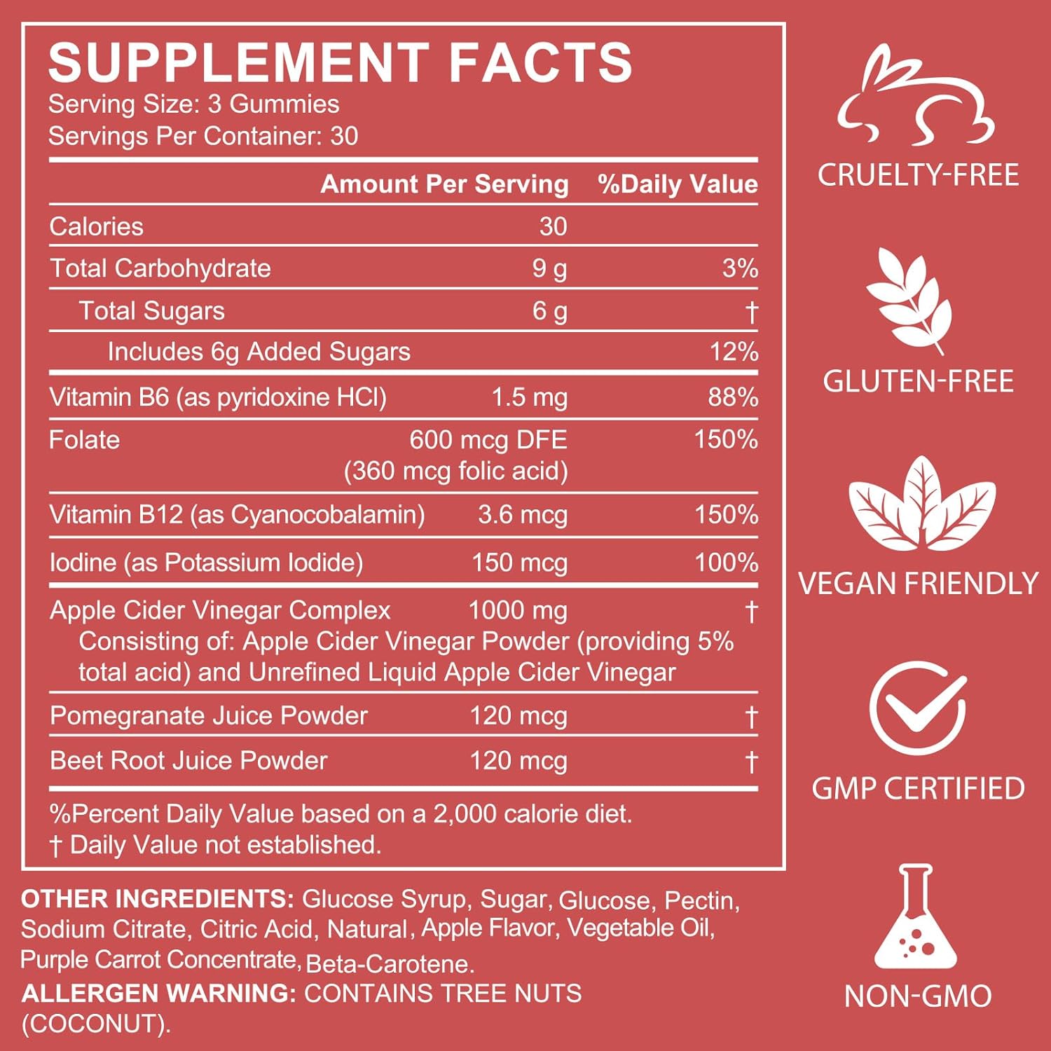 NIFEISHI Apple Cider Vinegar Gummies, (1000mg) Apple Cider Vinegar with Mother, (90Count) ACV Gummies w/Vitamin B6 & B12, Folic Acid, Vegan, Non-GMO, Gluten- & Gelatin-Free